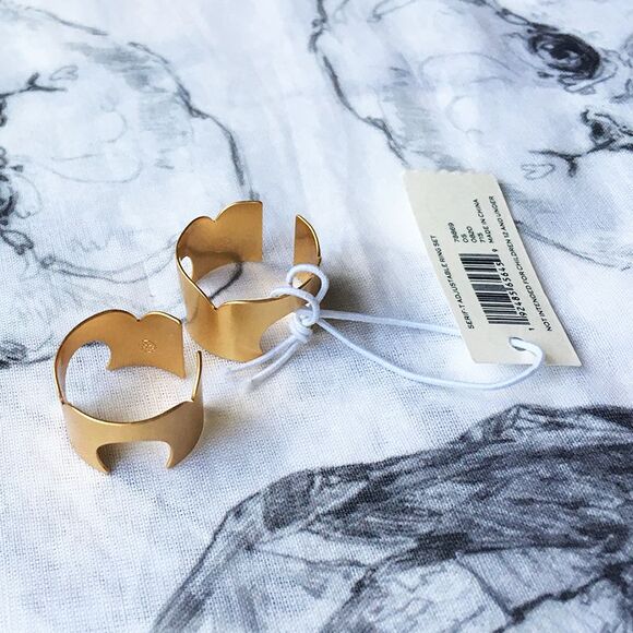 ❤︎ Tory Burch ❤︎ Serif-T Adjustable Ring Set - Fall/Winter 2020 runway - Picture 2 of 4